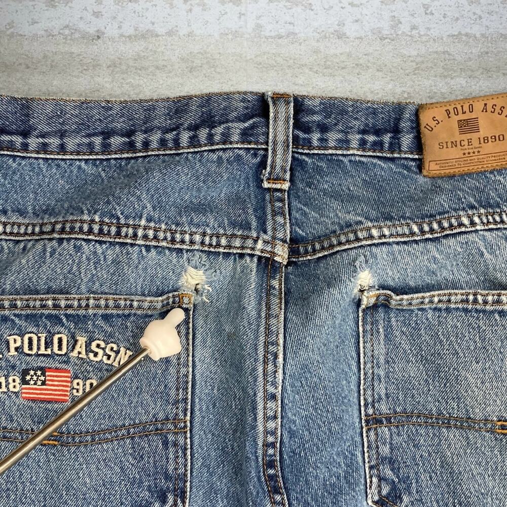 Vintage Skater Wide Leg Carpenter Jeans Polo Medium Wash Baggy Denim Y2K - Picture 7 of 9